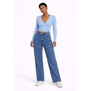 Hollister Ultra High Rise Dad Jeans Carpenter Utility Denim W28 L31 Y2K Straight